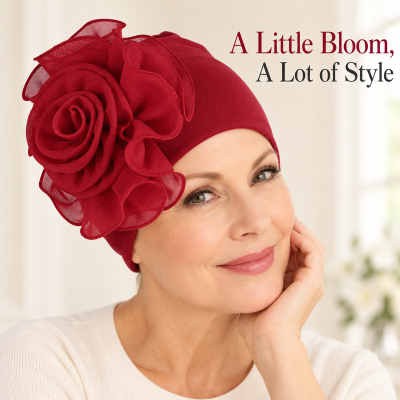 Women's 3D Floral Turban Hat – Elegant Head Cover