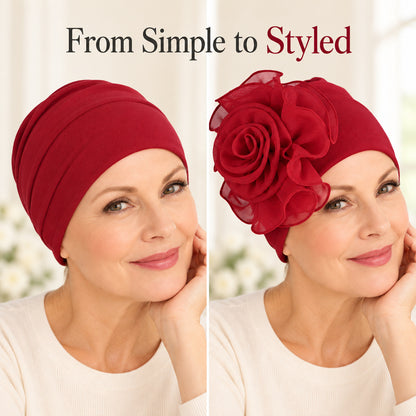 Women's 3D Floral Turban Hat – Elegant Head Cover