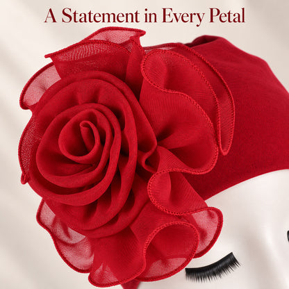 Women's 3D Floral Turban Hat – Elegant Head Cover
