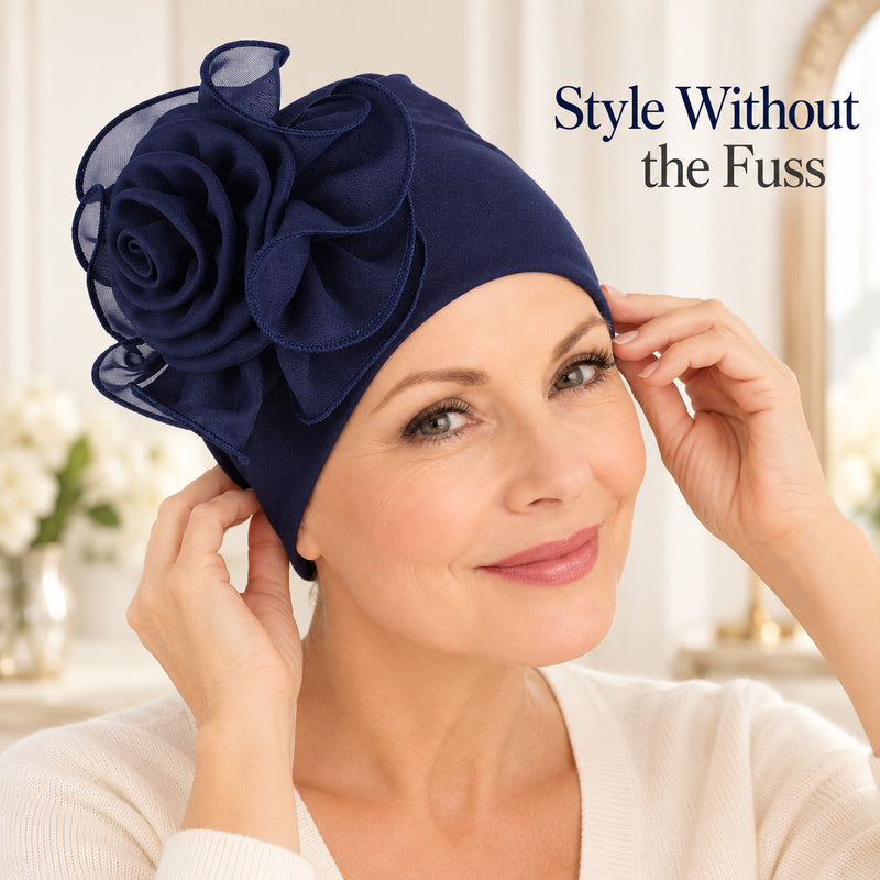 Women's 3D Floral Turban Hat – Elegant Head Cover
