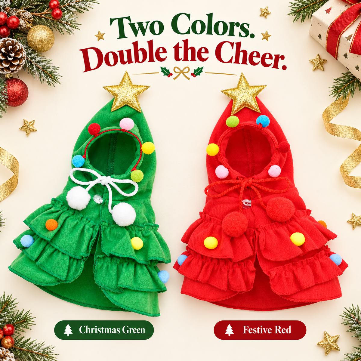 🎄 Christmas Tree Dog Costume | Cute Hooded Holiday Pet Outfit