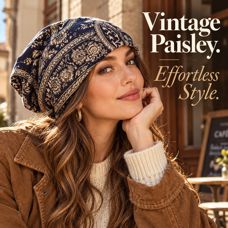 Paisley Slouchy Beanie & Neck Gaiter – Unisex Boho Hat