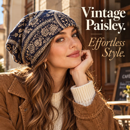 Paisley Slouchy Beanie & Neck Gaiter – Unisex Boho Hat