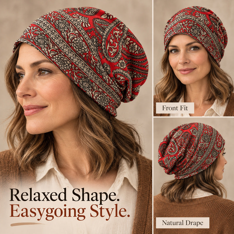 Paisley Slouchy Beanie & Neck Gaiter – Unisex Boho Hat