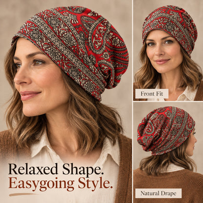 Paisley Slouchy Beanie & Neck Gaiter – Unisex Boho Hat