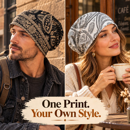 Paisley Slouchy Beanie & Neck Gaiter – Unisex Boho Hat