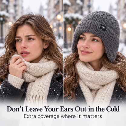 Cozy Plush Knit Earflap Beanie – Soft Winter Hat for Women & Men