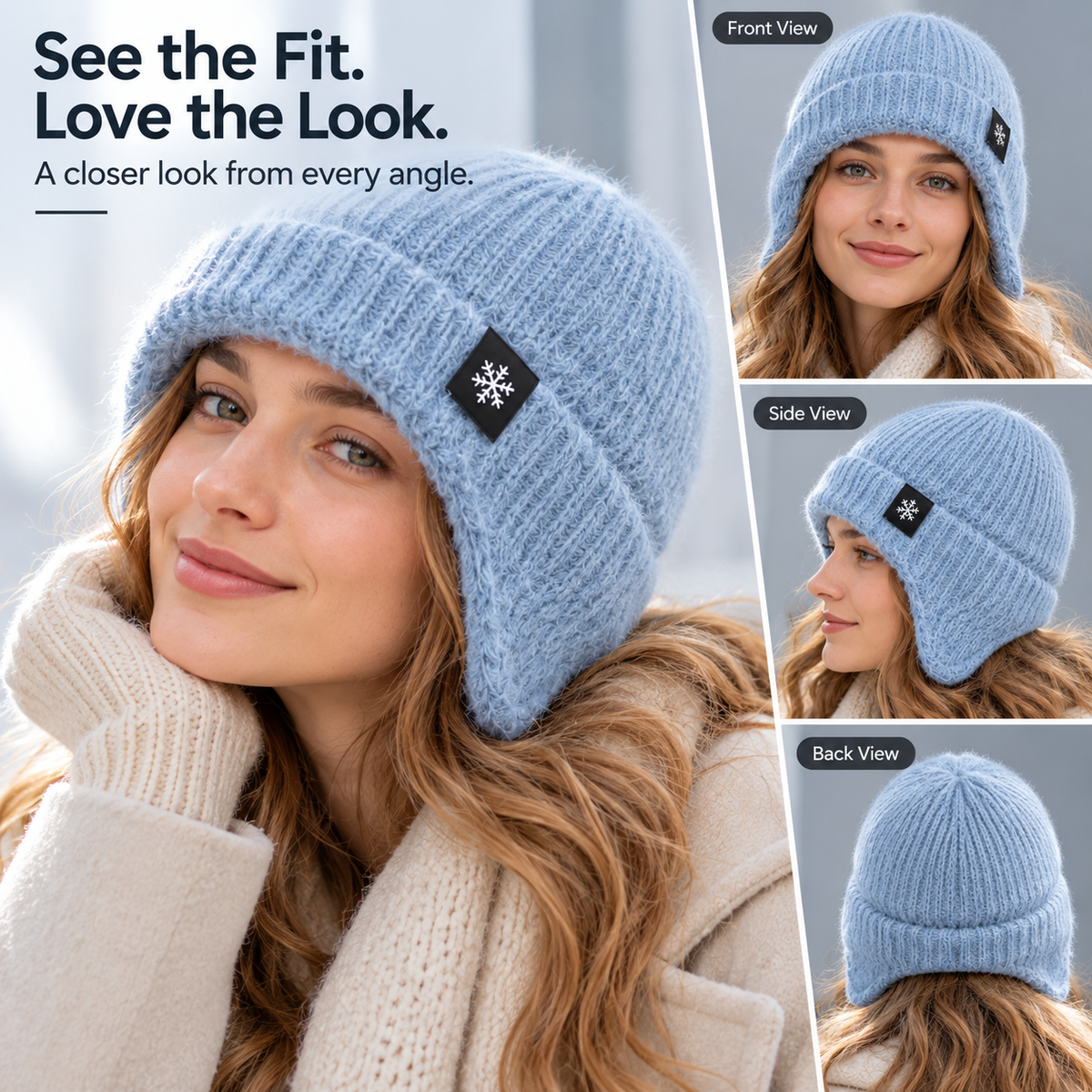 Cozy Plush Knit Earflap Beanie – Soft Winter Hat for Women & Men
