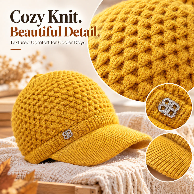 ✨ Hair Up, Stay Cozy | Women's Knit Ponytail Visor Beanie