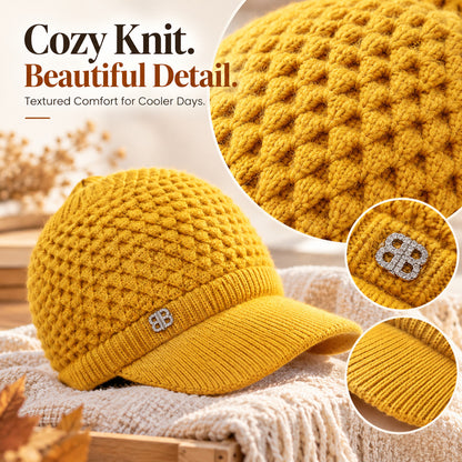✨ Hair Up, Stay Cozy | Women's Knit Ponytail Visor Beanie