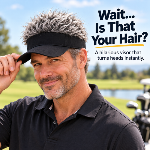 😂 Funny Wig Visor Hat – Spiky Faux Hair Golf Visor & Gag Gift