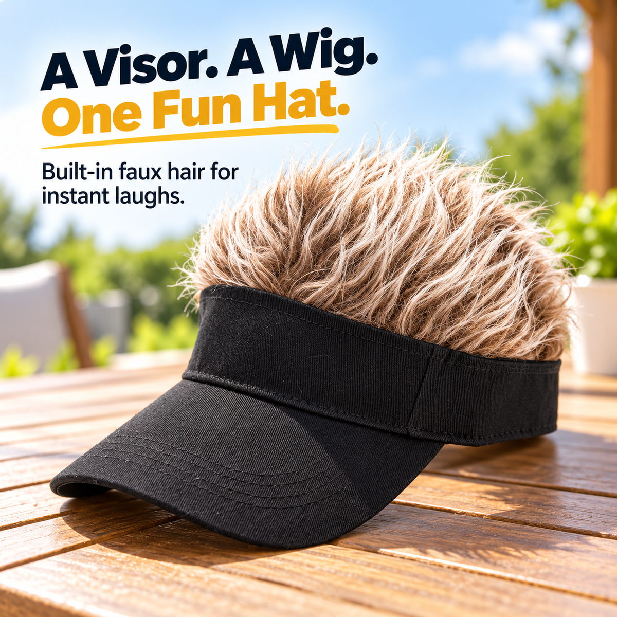 😂 Funny Wig Visor Hat – Spiky Faux Hair Golf Visor & Gag Gift