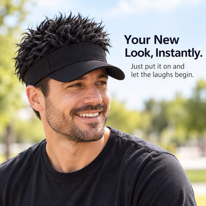 😂 Funny Wig Visor Hat – Spiky Faux Hair Golf Visor & Gag Gift