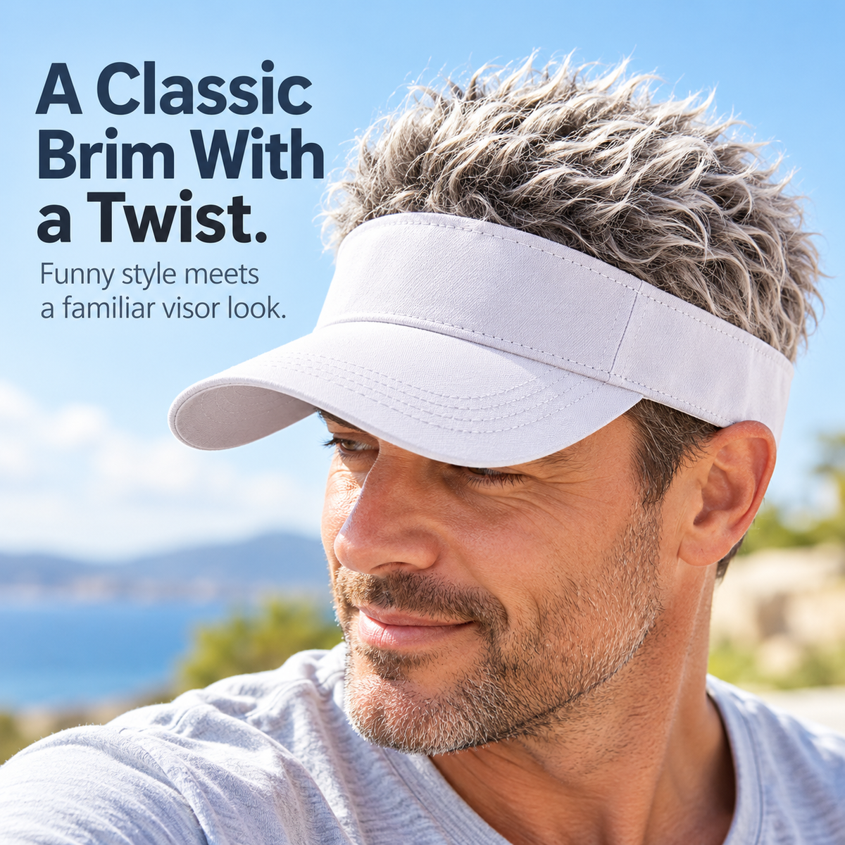 😂 Funny Wig Visor Hat – Spiky Faux Hair Golf Visor & Gag Gift