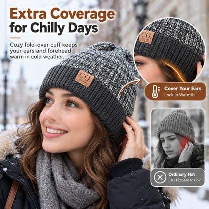 ❄️ Fleece-Lined Winter Beanie | Cozy Ribbed Knit Hat