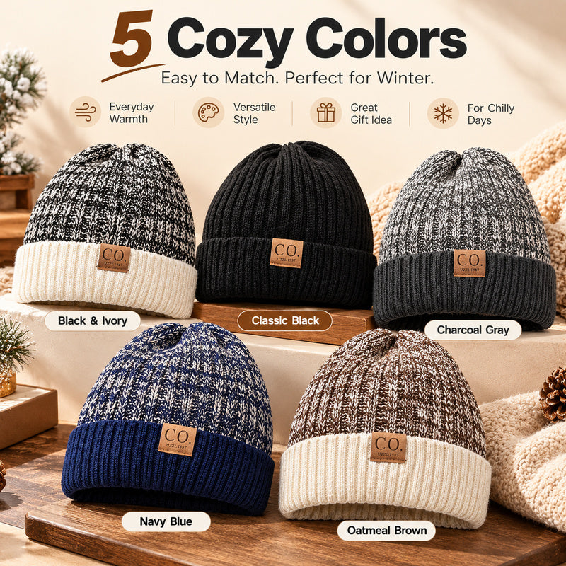 ❄️ Fleece-Lined Winter Beanie | Cozy Ribbed Knit Hat