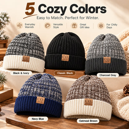 ❄️ Fleece-Lined Winter Beanie | Cozy Ribbed Knit Hat