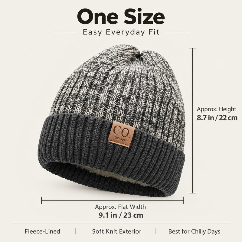 ❄️ Fleece-Lined Winter Beanie | Cozy Ribbed Knit Hat