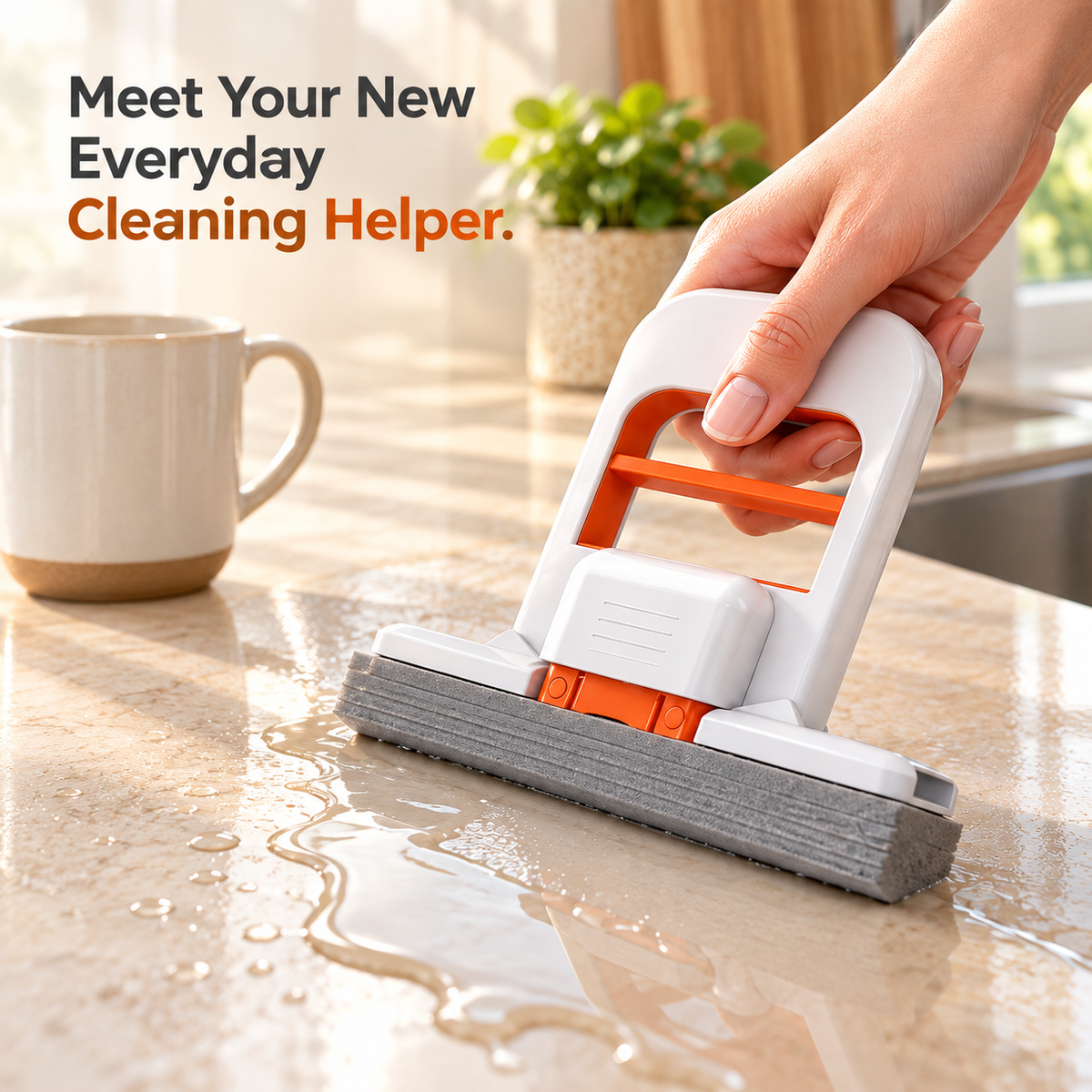 🧽 Mini Self-Squeezing Sponge Mop – Quick Cleanup Without Hand-Wringing