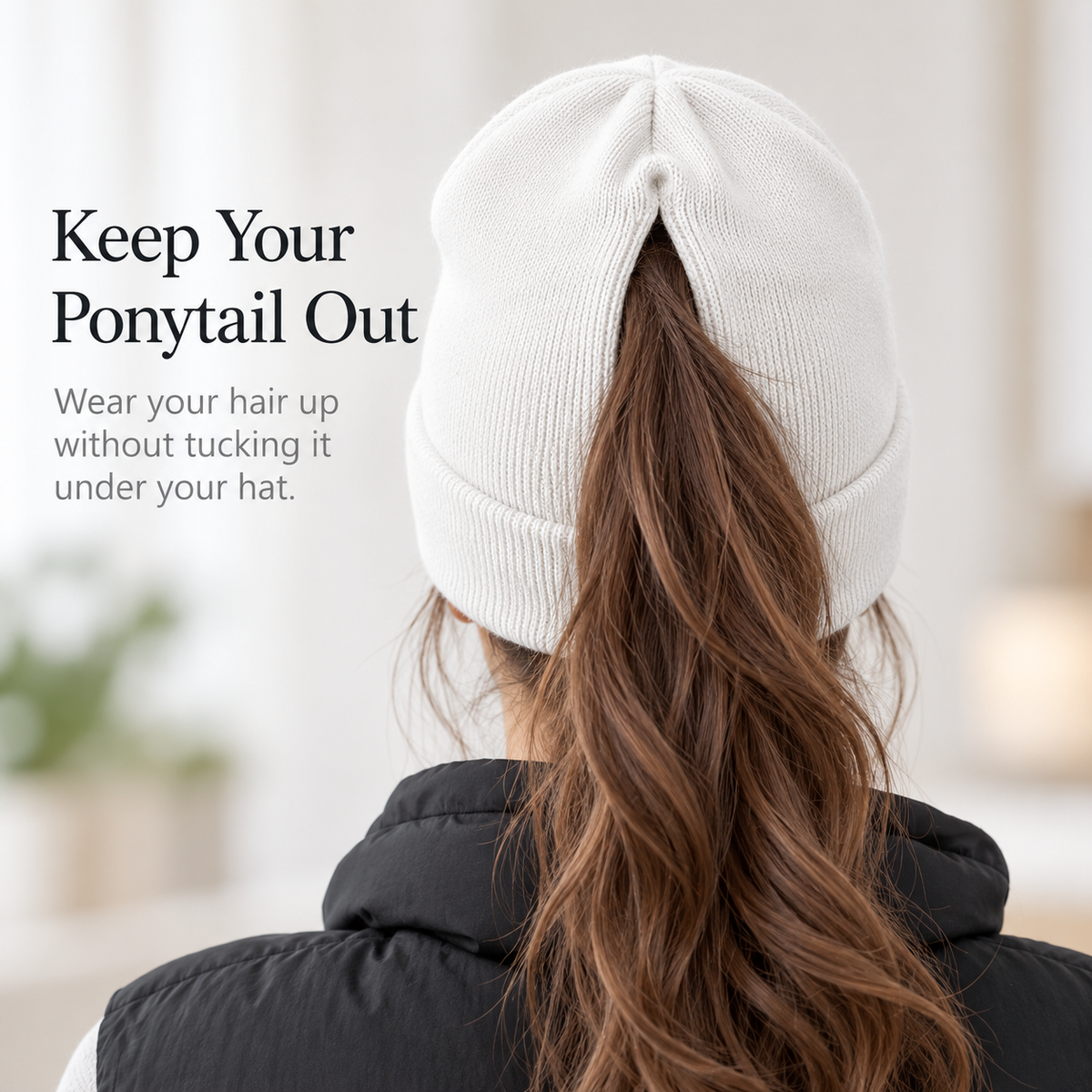 Women's Magnetic Ponytail Beanie | Knit Winter Hat