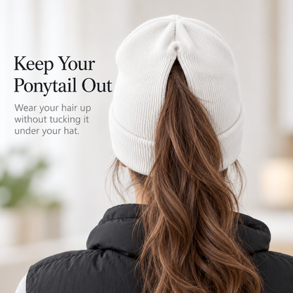 Women's Magnetic Ponytail Beanie | Knit Winter Hat