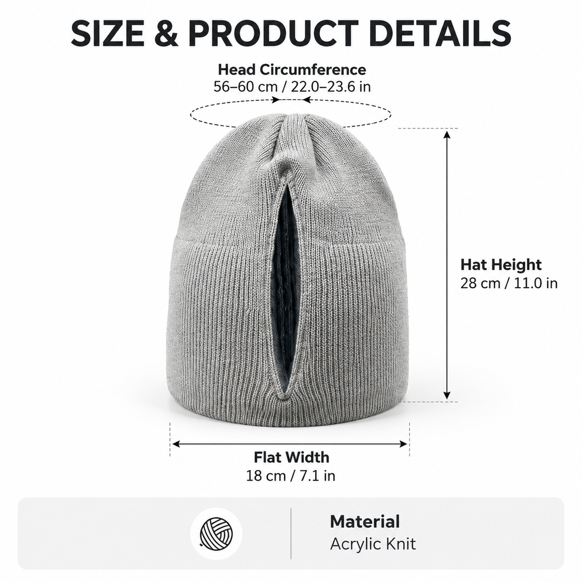 Women's Magnetic Ponytail Beanie | Knit Winter Hat