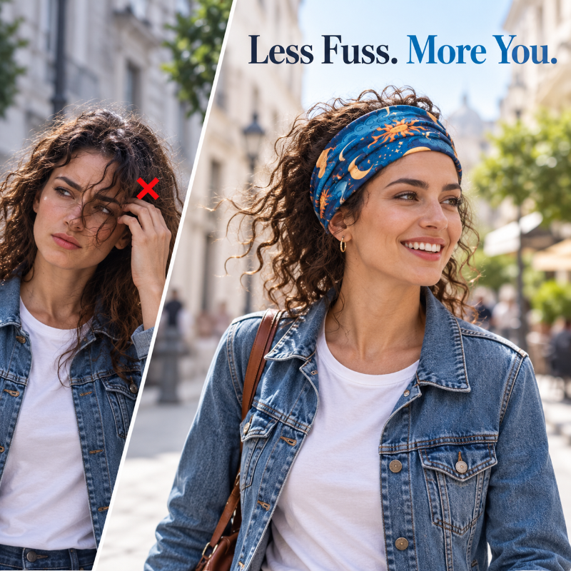 ✨ Boho Wide Headband for Women – Celestial & Geometric Prints