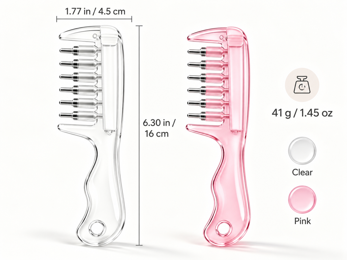💗 2-in-1 Scalp Serum Applicator Comb – Refillable 6-Tip Roll-On Massager