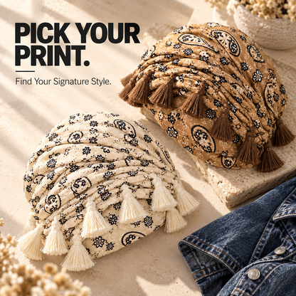 Printed Tassel Turban Headwrap – Paisley, Leopard & Camo