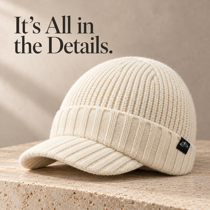 Women's Ribbed Knit Brim Beanie | Winter Visor Hat