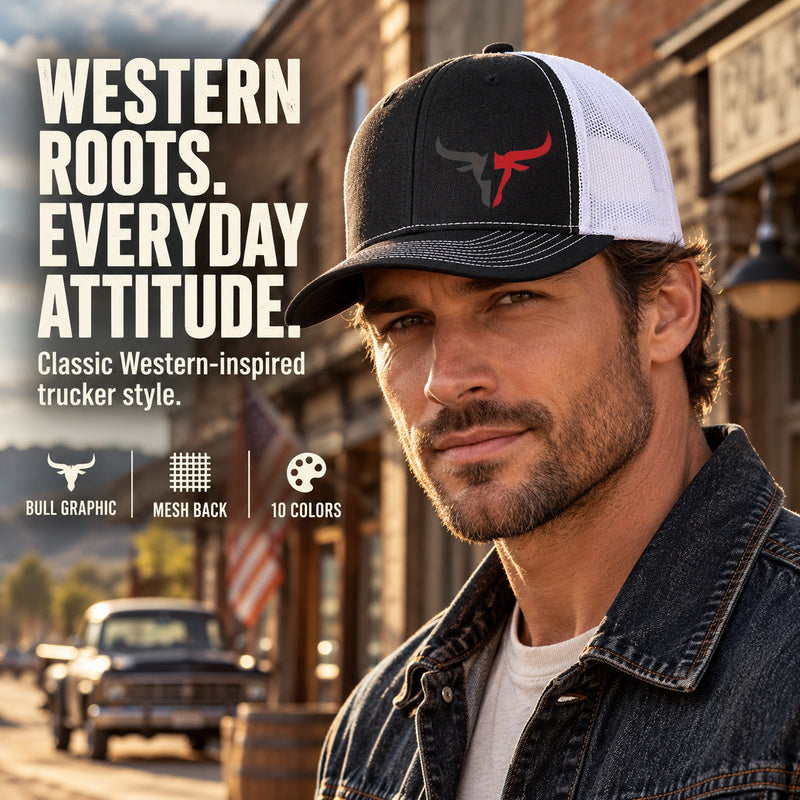 Western Bull Trucker Hat – Breathable Mesh Baseball Cap