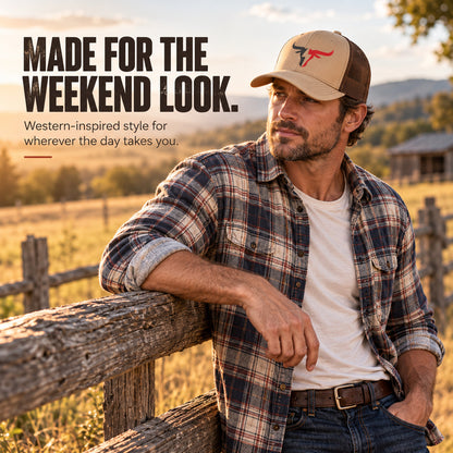 Western Bull Trucker Hat – Breathable Mesh Baseball Cap