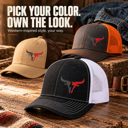 Western Bull Trucker Hat – Breathable Mesh Baseball Cap