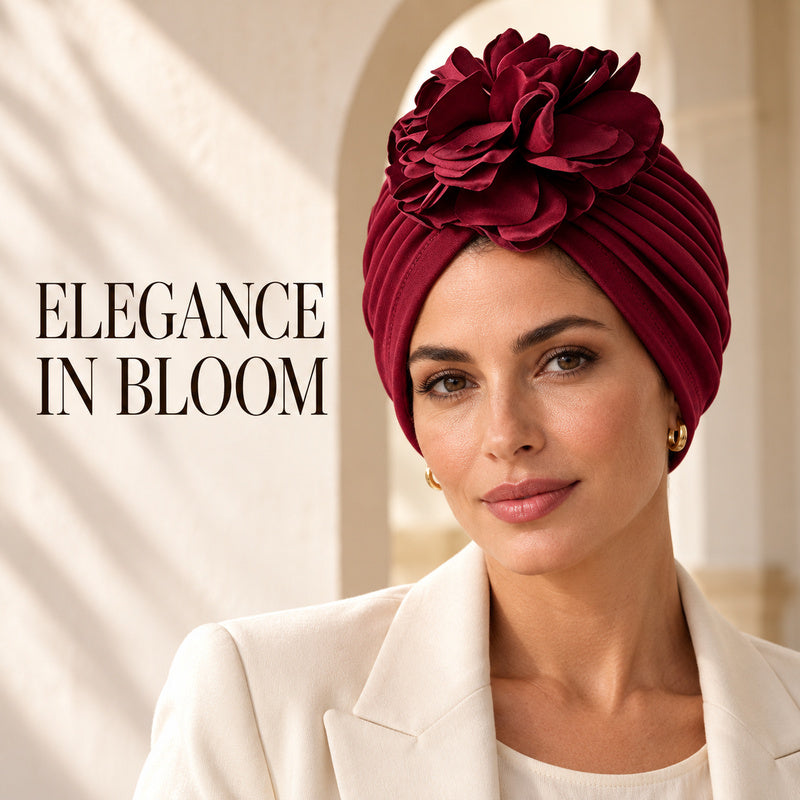 🌸 Women's 3D Flower Turban Hat | Pre-Tied Head Wrap
