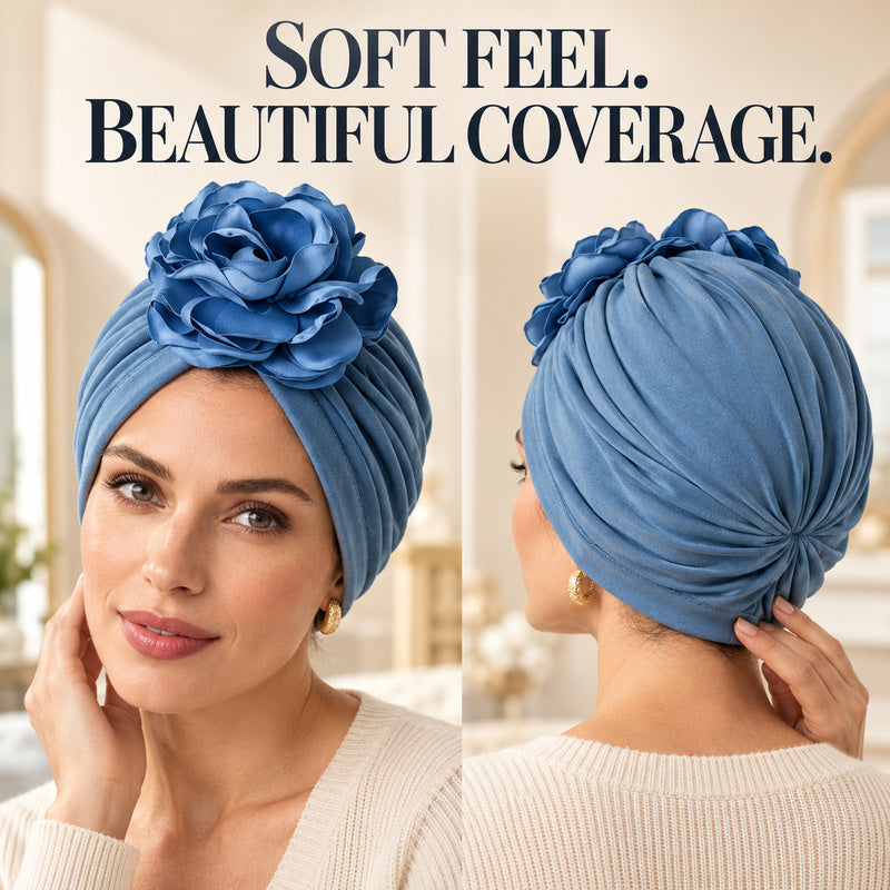 🌸 Women's 3D Flower Turban Hat | Pre-Tied Head Wrap
