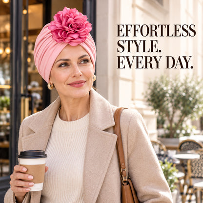🌸 Women's 3D Flower Turban Hat | Pre-Tied Head Wrap
