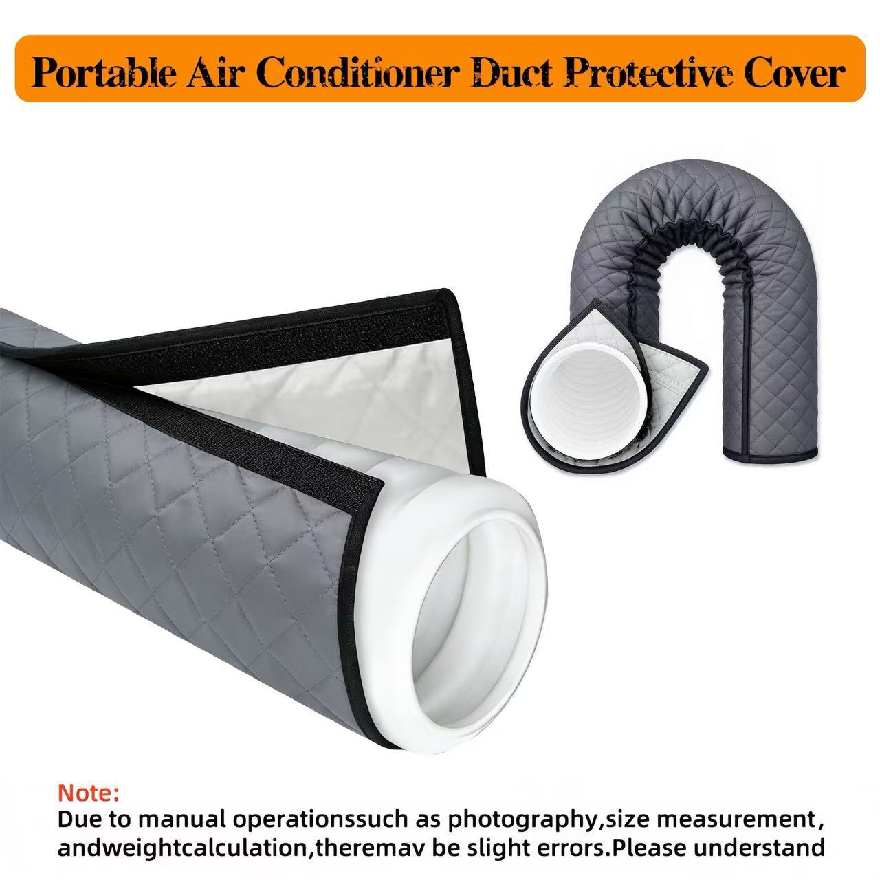 Heat Insulated Portable Air Conditioner Exhaust Pipe Cover, Waterproof Dustproof AC Hose Protector with 2 Elastic Fixing Straps