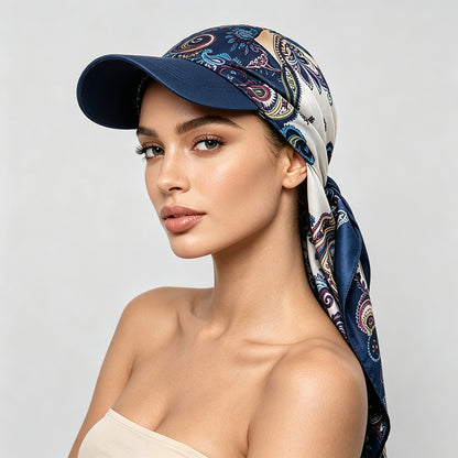 Women's Bohemian Leopard & Paisley Print Satin Headscarf Sun Hat