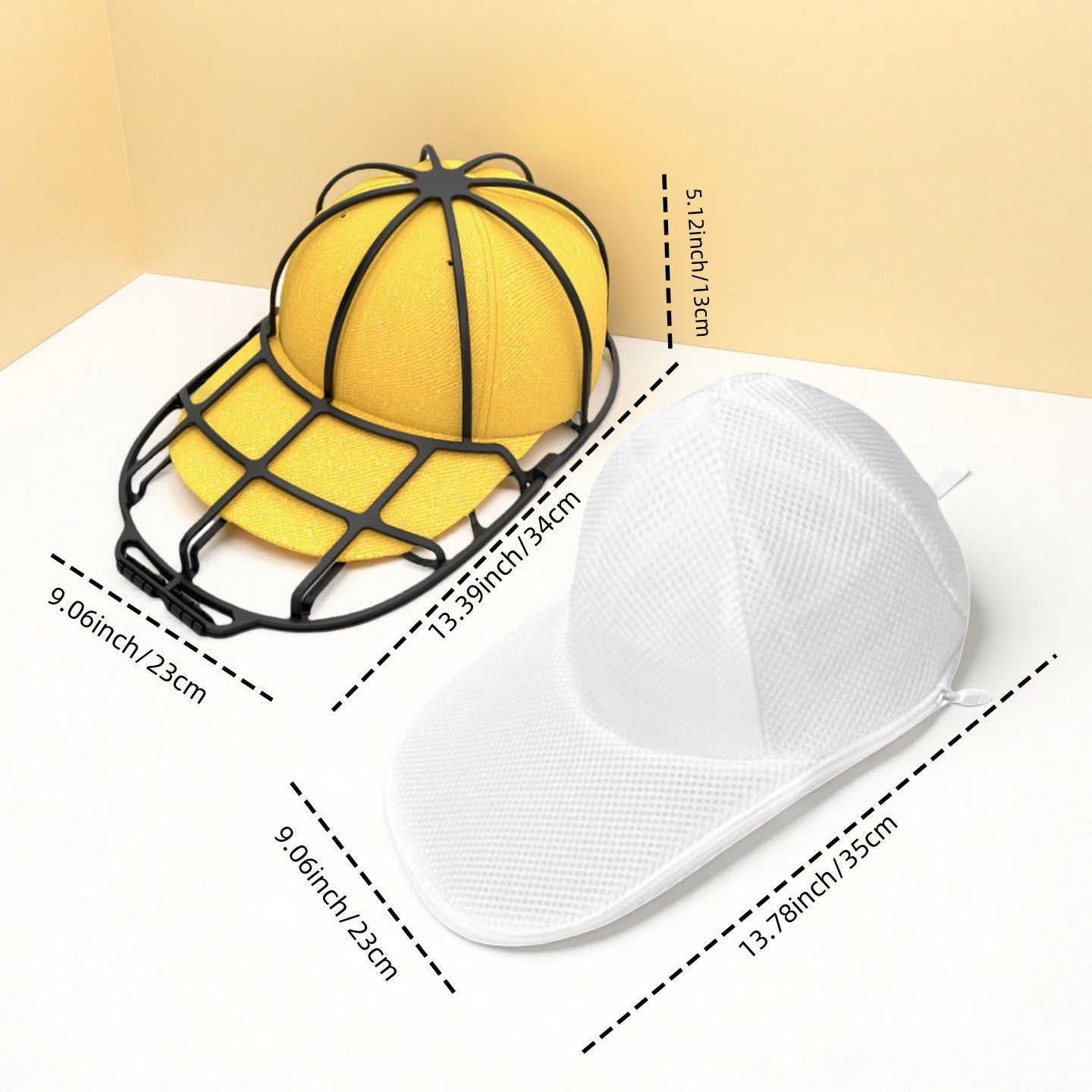 Hat Washing Cage with Laundry Bag, Reusable Baseball Cap Washer Protector Frame for Washing Machine Cap Cleaning Tool