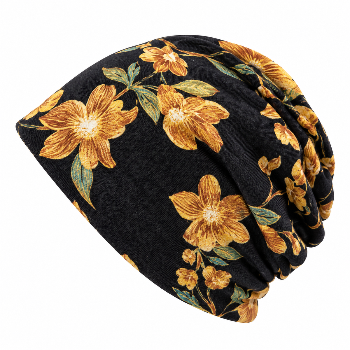 Boho Floral Slouchy Beanie for Women Lightweight Soft Stretchy Hat