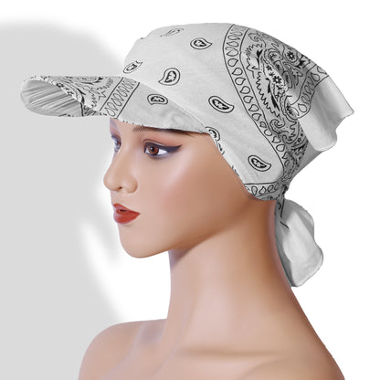 Paisley Bandana Cap with Visor, Adjustable Tie‑Back Summer Sun Headscarf