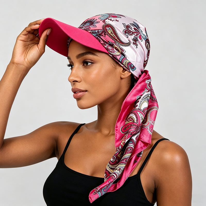 Women's Bohemian Leopard & Paisley Print Satin Headscarf Sun Hat