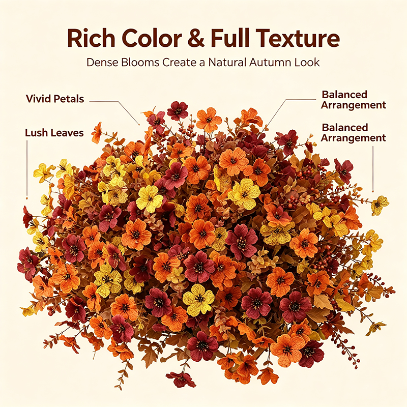 🍂🌸 Halloween Fall UV Resistant Artificial Colorful Fake Flowers