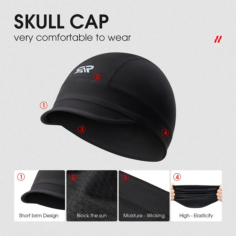 Quick-Dry Breathable Helmet Liner Sun Visor Skull Cycling Cap