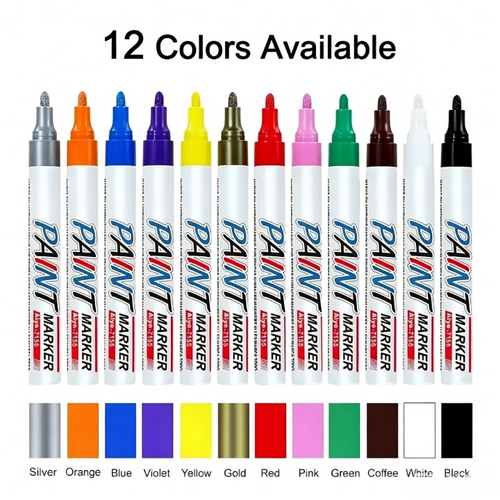 12 Colors Permanent Paint Marker Set Waterproof, Quick-Dry & Multi-Surface Use