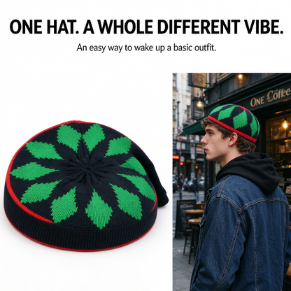 🌈 Colorful Rasta-Inspired Slouchy Knit Hat – Unisex Streetwear Beanie