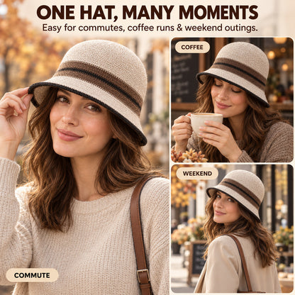 Women's Foldable Striped Cloche Bucket Hat — 8 Colors