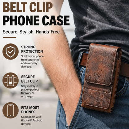 Vertical Phone Belt Pouch – Magnetic Holster with Card Holder