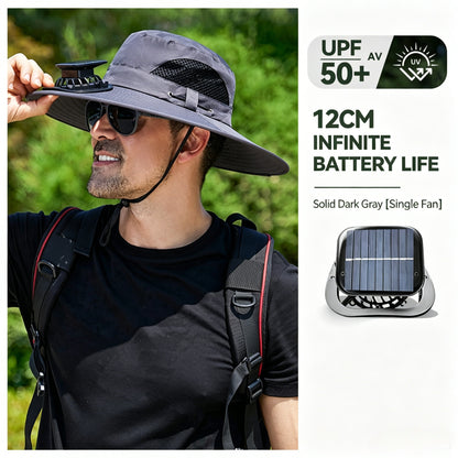Solar Cooling Fan Hat – Rechargeable Sun Protection Bucket Hat with Built-In Cooling Fan