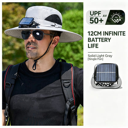 Solar Cooling Fan Hat – Rechargeable Sun Protection Bucket Hat with Built-In Cooling Fan